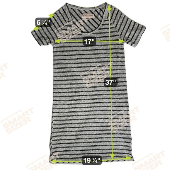 Philosophy Sweater Dress Women Small Relaxed Fit Stretchy Black Gray Stripe Cozy - Picture 4 of 10